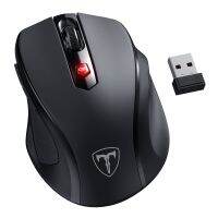 เมาส์ไร้สาย HOTWEEMS เมาส์ไร้สาย USB Mouse Komputer D-09สำหรับแล็ปท็อป,ด้ามจับ Ergo,ความเร็วแสง5ระดับ2400 DPI, 6ปุ่ม