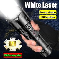 Super Bright LED Flashlight Powerful Spotlight Long Range Zoomable Emergency Torch USB Rechargeable with Power Display Rechargeable  Flashlights