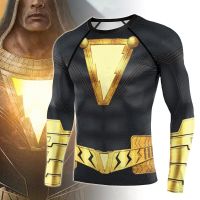 Shazam เสื้อยืดชุดกีฬาผู้ชาย,เสื้อยืดเสื้อยืดลายชุดกีฬาแขนยาวเสื้อคอสเพลย์จากภาพยนตร์