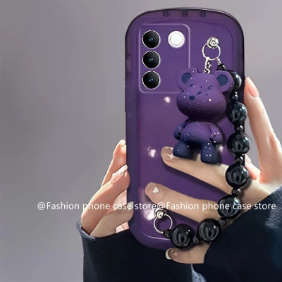 Phone Case เคส VIVO V27e Y02A V27 Pro 5G แฟชั่นขายดีราคาไม่แพงสีทึบกำไลข้อมือตุ๊กตาปกป้องเลนส์2023ซองนุ่มใส