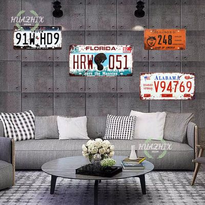 【YF】●◄♘  Tin Painting Car License Plate Metal Sign Plaque Wall Bar Pub Number Poster Aesthetics