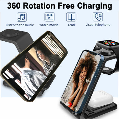 30W 3 In 1 Wireless Charger Stand สำหรับ 14 13 12 11 Pro Max 8 X Pro Fast Charging Dock Station