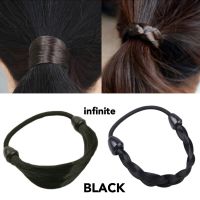 infinite Hair band Rubber rope ยางรัดผม 2 ชิ้น 2 แบบ เปีย วิก สำหรับ ตกแต่ง ทรงผม (Black)