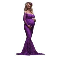 Mermaid Skirt Maternity Dresses Pregnancy Lace Long Sleeve Sexy Photo Shoot Photography Props Summer Pregnant Women Maxi Gown