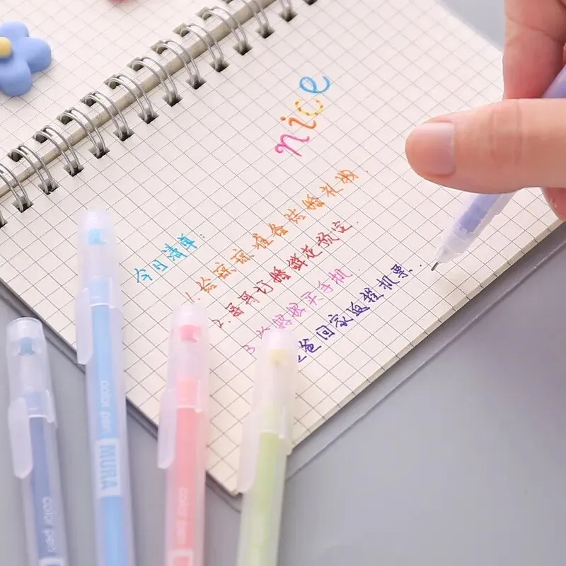 12 PCS Colored gel pens set Kawaii blue 0.5 mm ballpoint pen for journal  Cute School supplies Korean stationery