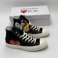 [???_??? แท้] Coverse Chuck Taylor COMME des GARÇONS PLAY High (หุ้มข้อ) สีดำ/ขาว รองเท้าคอนเวิร์ส รองเท้าผ้าใบ สินค้าพร้อมกล่อง