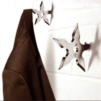 {HAOY Department Store} 1Pcs Teens New Ninja Throwing Star Coat Hooks Holder Bedroom Wall Stainless Steel Hangers Heavy Hook Coat Hanger