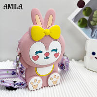 กระเป๋าเด็กแบบใหม่ AMILA การ์ตูนกระต่ายสาวหนึ่งไหล่กระเป๋าสะพายข้างเจ้าหญิง Dompet Koin