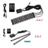 24 x 12 LED Car LED Wireless Remote Music Control Multi-mode RGB Neon Interior Light LED Atmosphere Lights Car Interior Floor Strip Interior light With USB