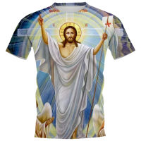 2023 NewHX พระเยซูพิมพ์เสื้อยืด3D แขนสั้นผู้ชาย Tops Christianity Belief Harajuku T เสื้อแขนสั้น Casual Tees เสื้อผ้าผู้ชาย