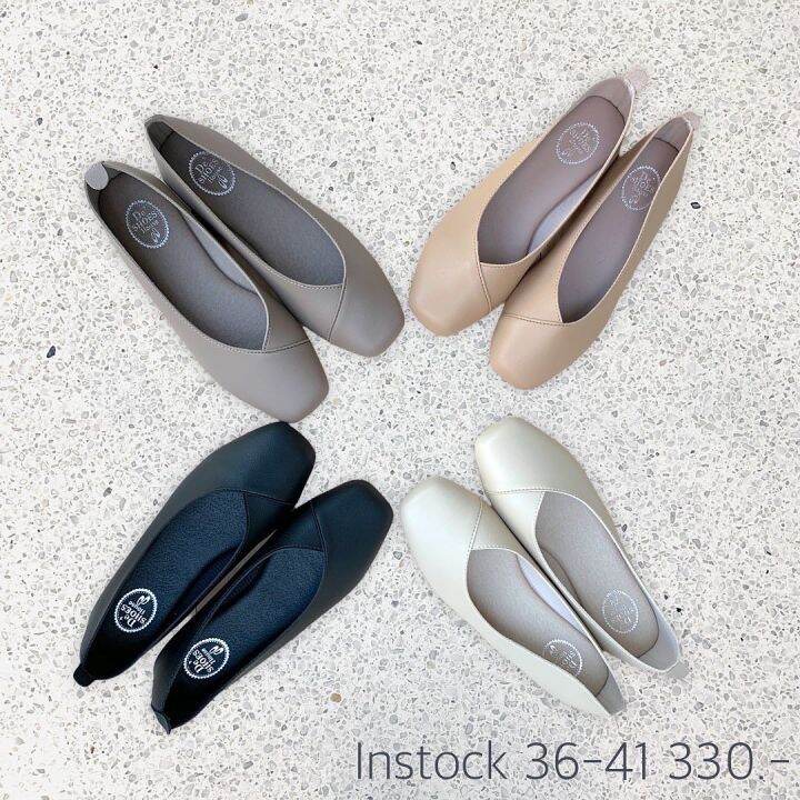 size-36-41-simple-casual-shoe-รองเท้าทรงสลิปออน-รองเท้าคัทชูส้นแบนผู้หญิง-หนังนุ่ม