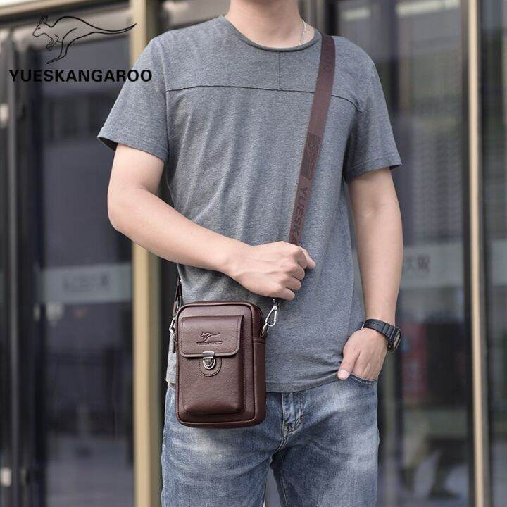 Luxury Brand Vintage Men Bag Mini Shoulder Bag For Phone Man Leather