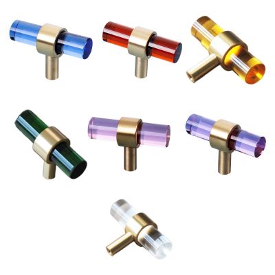 5 Piece Modern T Bar Cabinet Door Knobs Cabinet Hardware Dresser Creative PurplePinkBlueChocolateLucencyGreenGold C7AD