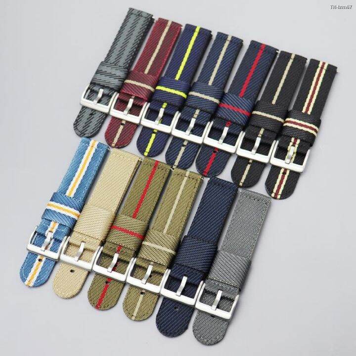⌚ Watch strap accessories สายนาฬิกาไนลอนถักคุณภาพสูงพร้อมหูสลับดิบเหมาะ