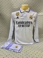 เสื้อฟุตบอล  Real Madrid แขนยาว เสื้อพร้อมกางเกงใหม่ล่าสุดชุดกีฬา 2022 เนื้อผ้าดีใส่สบาย