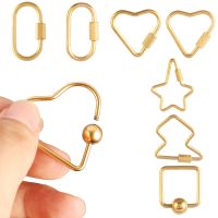 4pcs Stainless Steel Heart Screw Lock Clasp Gold Oval Square Carabiner Lock Hook Spiral Clasps for Necklace Bracelet Making