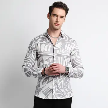 Mens long sleeve luxury design print hot sale dress shirt