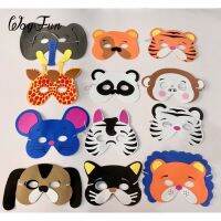 ☎❇ 12 Pieces of Foam Realistic ANIMAL MASK Cartoon Children Children Wedding Birthday Party Supplies Dress Up Costume Zoo Jungle Funny Mask