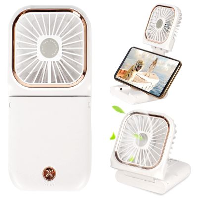 USB Portable Charger Fan Mini Handheld Fan Desk Fan Small Personal Fan with 3 Speeds Neck Fan Power Bank Rechargeable Fan