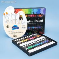 Acrylic Paint Set With Brush 24 Colors 12ml for Fabrics Painting Clothing Pigments Art Supplies Professional Artist Painting