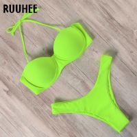 【TAKU Swimsuit】 RUUHEE บราซิลทองบิกินี่ชุด2022ผู้หญิง Push Up บิกินี่ชุดว่ายน้ำที่เป็นของแข็งเซ็กซี่สายรัดชุดว่ายน้ำชุดว่ายน้ำสูงตัด Biquini