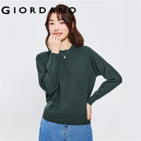 Giordanoผู้หญิง เสื้อสเวตเตอร์คอกลมแขนแตรหลวมสีทึบ Free Shipping 05352854