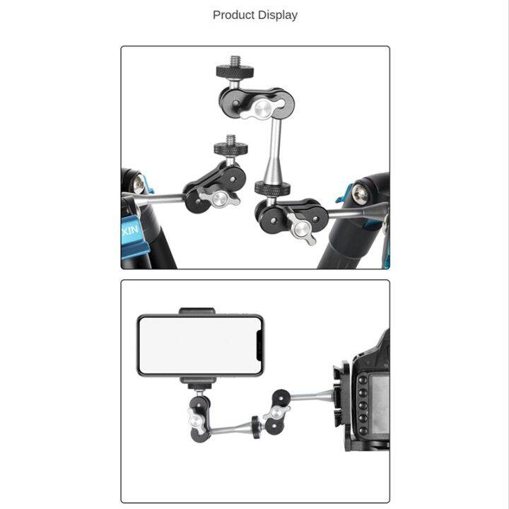 double-ball-head-super-clamp-universal-adjustable-magic-arm-bracket-clamp-mount-1-4-thread-adapter-for-dslr-cameras-tm-3