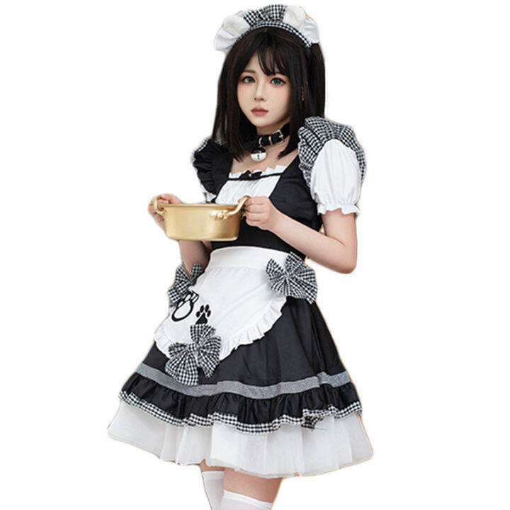 แม่บ้านแมวฮาโลวีน-cosplay-แม่บ้านแมวน่ารักสองมิติ-cos-สาวนุ่ม-lolita-ชุดเดรส