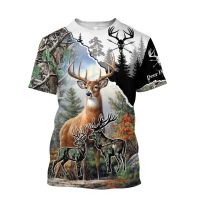 Deer Hunter Graphic ชายเสื้อยืดผู้ชาย / หญิง 3D พิมพ์ฤดูร้อนด้านบนแขนสั้นแฟชั่นสบาย ๆ เสื้อยืดสตรีทแวร์ XS-5XL