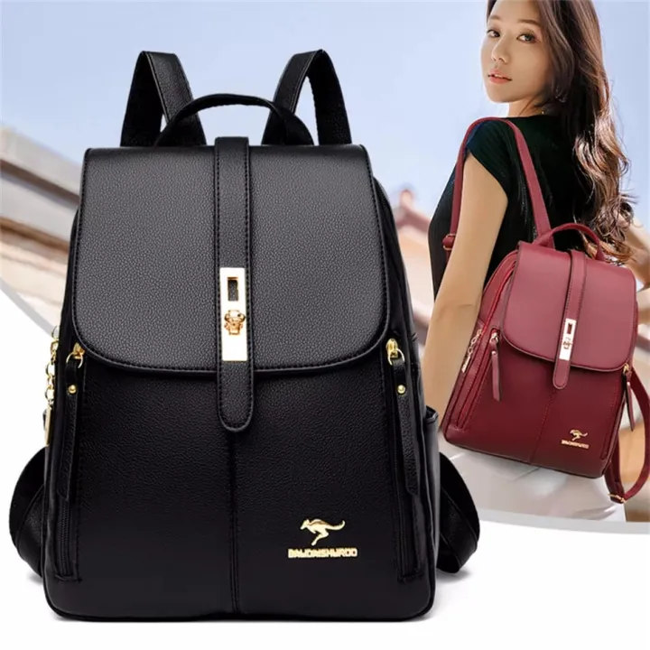 Tas Kulit Ransel Wanita Japan Style - KZ4 - Black