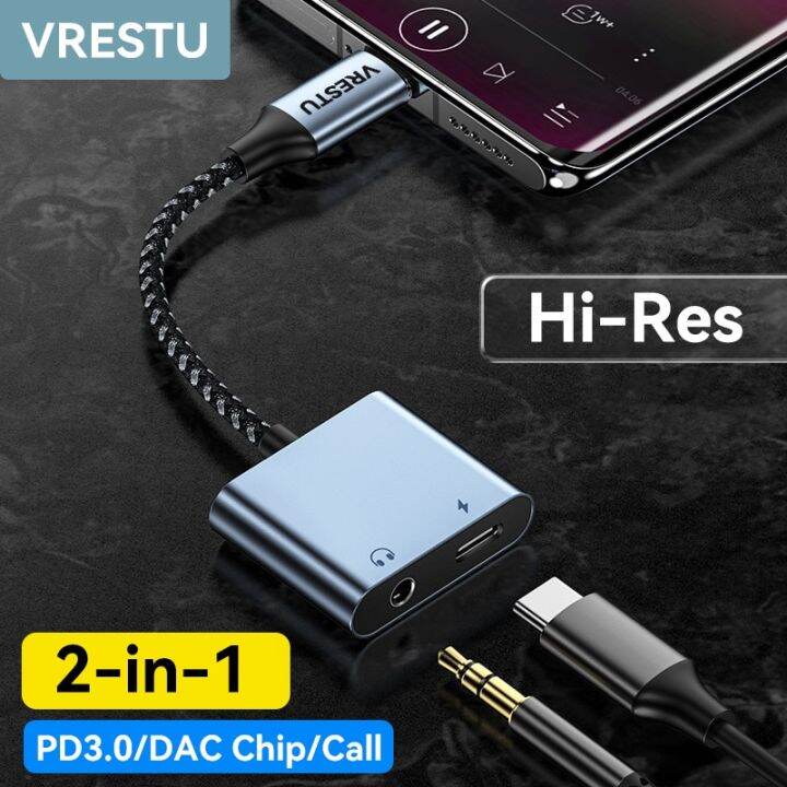 3A USBC to 3.5mm Jack Earphone Adapter Dual Type C 2in1 Converter DAC Chip PD QC Charge for