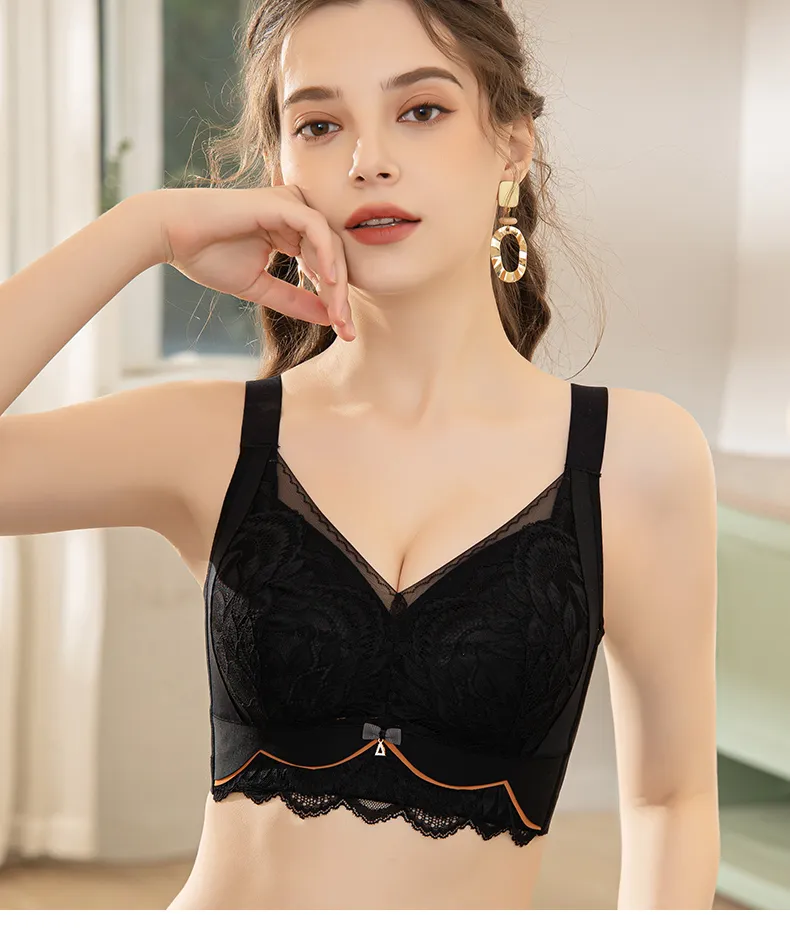 Popular Lace Bra Comfortable with Steel Ring Push up Adjustment Accessory  Breast Push up Bra Thin Big Breast Small
