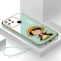 เคส Realme Narzo 50A Case Cartoon Luffy เคสหรูหรา 6D ชุบซิลิโคนอ่อนนุ่มกรอบสี่เหลี่ยม Shiny Bling ฝาหลัง