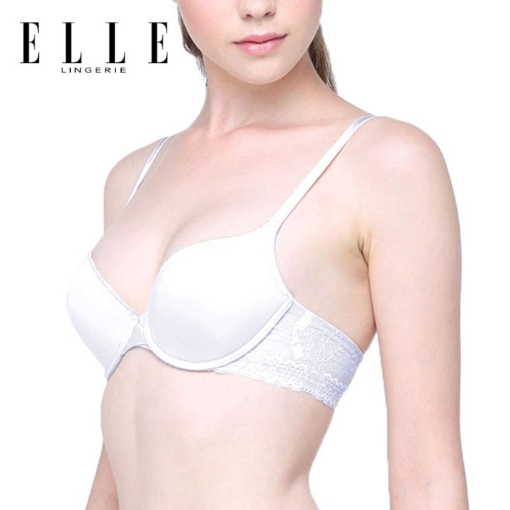 elle-lingerie-moulded-bra-บร้าเต้าเรียบมีโครงเสริม-pad-ฟองน้ำตกแต่งลูกไม้-lb6550