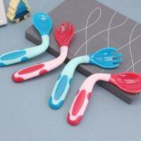 ☇ Baby Kid Heat Sensing Color Change Bending Fork Spoon Feed Utensil Tableware Set