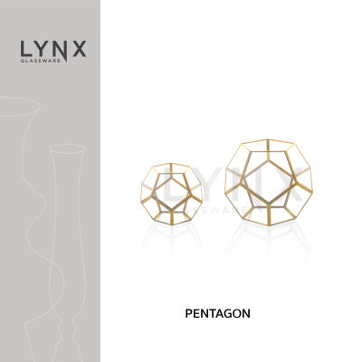LYNX - S Pentagon - แจกันกระจก ทรงเรขาคณิต สำหรับตกแต่งบ้านสมัยใหม่และมีสไตล์ มีให้เลือก 2 ขนาด -ไม่สามารถใส่น้ำได้