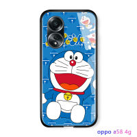 เคสโทรศัพท์พร้อมสำหรับ A58 OPPO 4G เคสลายการ์ตูนสุดหรูพร้อมเคสโทรศัพท์สำหรับเด็กผู้หญิงเคสแมวกระจกนิรภัยมันวาวด้านหลังกรอบนุ่ม