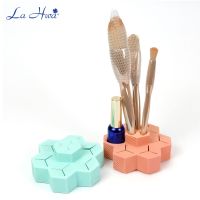 Hexagon Grid Silicone Lipstick Holder Makeup Brush Storage Box Desktop Organizer Cosmetic Display Tool Nail Gel Polish Holder