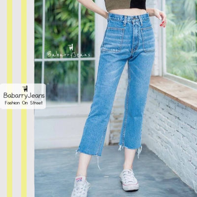 [พร้อมส่ง] BabarryJeans มีบิ๊กไซส์ S-5XL กางเกงยีนส์ ยีนส์บอยเฟรน เอวสูง วินเทจ เก็บทรงสวย สียีนส์ฟอก