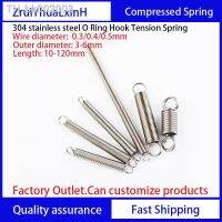 ☍♧ 304 Stainless O Ring Hook Coil Cylindroid Helical Pullback Extension Tension Spring Steel Wire Diameter 0.3mm 0.4mm 0.5mm