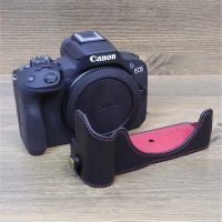 เคสกล้องหนังแท้ครึ่งเดียวสำหรับ Canon EOS R50 EOSR50ฝาครอบเคสห่อหุ้ม Fundas