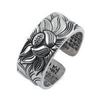 S990 Retro Thai Silver Craft Heart Scripture Silver Ring Female Silver Jewelry Silver Ring