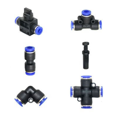 6/8mm Pneumatic Fitting Pu Tube Connector Tee Elbow Butt End Plug Cross Coupler Fittings Air Quick Water Pipe Push In Joints Pipe Fittings Accessories