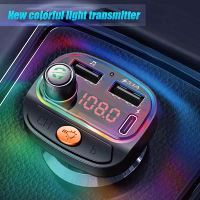ZZOOI Car Bluetooth 5.0 FM Transmitter Wireless Handsfree Car Bluetooth Mp3  Car Lighter Dual USB Fast Charger With Light