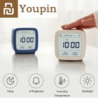 Youpin Cleargrass นาฬิกาปลุกบลูทูธเครื่องวัดความชื้น,ไฟกลางคืนตรวจวัดอุณหภูมิหน้าจอ LCD ทำงาน Mijia App