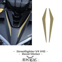 For Ducati V4 V4S STREEETFIGHTER V4S V4 V4SP Fairing Shell Pull Flower Sticker Decal White Matt Gold Head Shell Sticker Decal