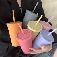 ❍♠▽ Portable Drinking Cup Water Straw Cup Bottle With Straws Reusable Shiny Drinkware Personalized Plastic Flash Powder Outdoor Cups