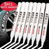 ปากกามาร์กเกอร์กันน้ำการ์ตูนสีขาว5แพ็คอุปกรณ์สำนักงานปากกาแต่งยางล้อปากกาเคมีอุปกรณ์วาดภาพ