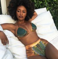 2022 New African Print Two-Pieces Bath Suits Bikini Set y Geometric Swimwear Swimsuit Gold High Waist Swimming Suit