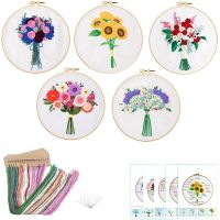 5 Set Embroidery Kit Easy to Use for Beginners Embroidery Stitches Practice Kit for Learn to Embroider Kit Adult Beginner